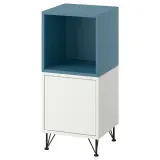 IKEA EKET (ИКЕА ЕКЕТ) — Комбинация шкафов на ножках, белый/тёмный серо-голубой, чёрный металл 35x35x80 см — фото 1