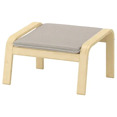 IKEA POÄNG  (ИКЕА ПОЭНГ)  -  Табурет для ног - берёзовый шпон/Knisa светло-бежевый