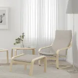 IKEA POÄNG (ИКЕА ПОЭНГ) - Табурет для ног - берёзовый шпон/Knisa светло-бежевый — фото 2