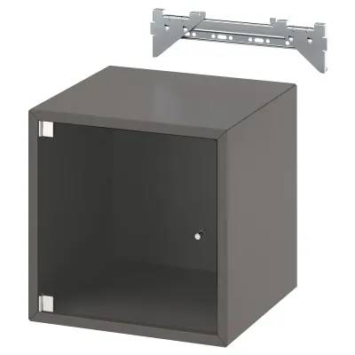 IKEA EKET (ИКЕА ЕКЕТ) — Шкаф настенный со стеклянной дверцей, тёмно-серый 35x35x35 см