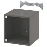 IKEA EKET (ИКЕА ЕКЕТ) — Шкаф настенный со стеклянной дверцей, тёмно-серый 35x35x35 см — фото 1