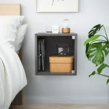 IKEA EKET (ИКЕА ЕКЕТ) — Шкаф настенный со стеклянной дверцей, тёмно-серый 35x35x35 см — фото 2