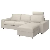 IKEA VIMLE (ИКЕА ВИМЛЕ) — Чехол на диван 3-местный с шезлонгом, подголовником и широкими подлокотниками, Гуннаред бежевый — фото 3