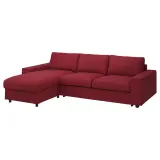 IKEA VIMLE (ИКЕА ВИМЛЕ) — Чехол на диван-кровать 3-местный с шезлонгом и широкими подлокотниками, Лейде красный/коричневый — фото 2