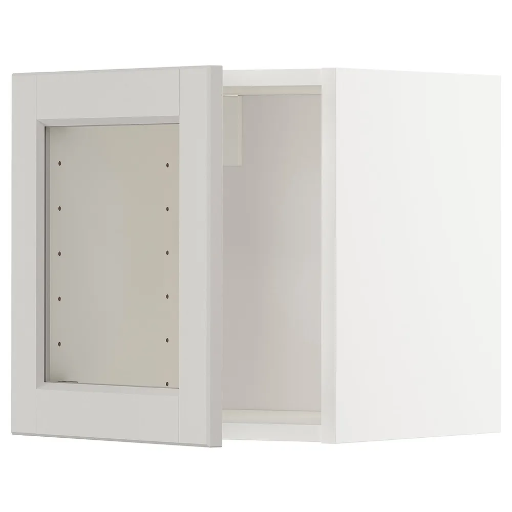 IKEA METOD (ИКЕА МЕТОД) — Настенный шкаф со стеклянной дверцей, белый/Лерхюттан светло-серый 40x40 см