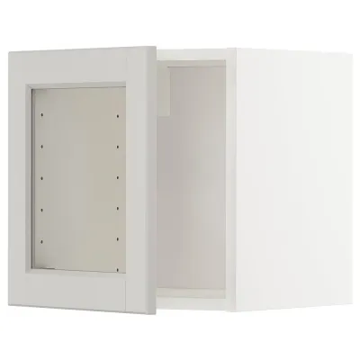 IKEA METOD (ИКЕА МЕТОД) — Настенный шкаф со стеклянной дверцей, белый/Лерхюттан светло-серый 40x40 см