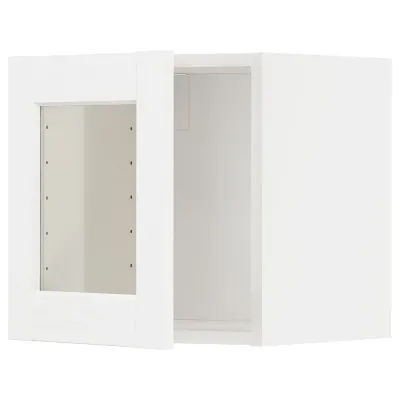 IKEA METOD (ИКЕА МЕТОД) — Настенный шкаф со стеклянной дверцей, белый Энкёпинг/белый под дерево 40x40 см
