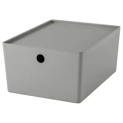 IKEA KUGGIS (ИКЕА КУГГИС) — Контейнер с крышкой, светло-серый 26x35x15 см