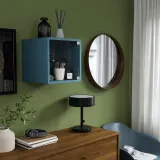 IKEA EKET (ИКЕА ЕКЕТ) — Навесной шкаф со стеклянной дверью, тёмный серо-синий 35x35x35 см — фото 2