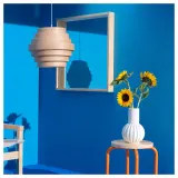 IKEA DYKARKLOCKA (ИКЕА ДЙКАРКЛОСКА) — / HAVSDJUP Подвесной светильник, дубовый шпон белёный/белый 40 см — фото 4