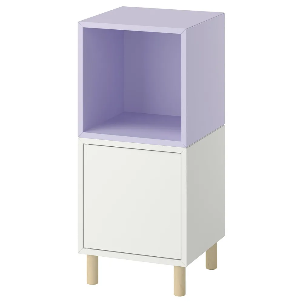 IKEA EKET (ИКЕА ЕКЕТ) — Комбинация шкафов на ножках, белый/бледно-фиолетовый, дерево 35x35x80 см