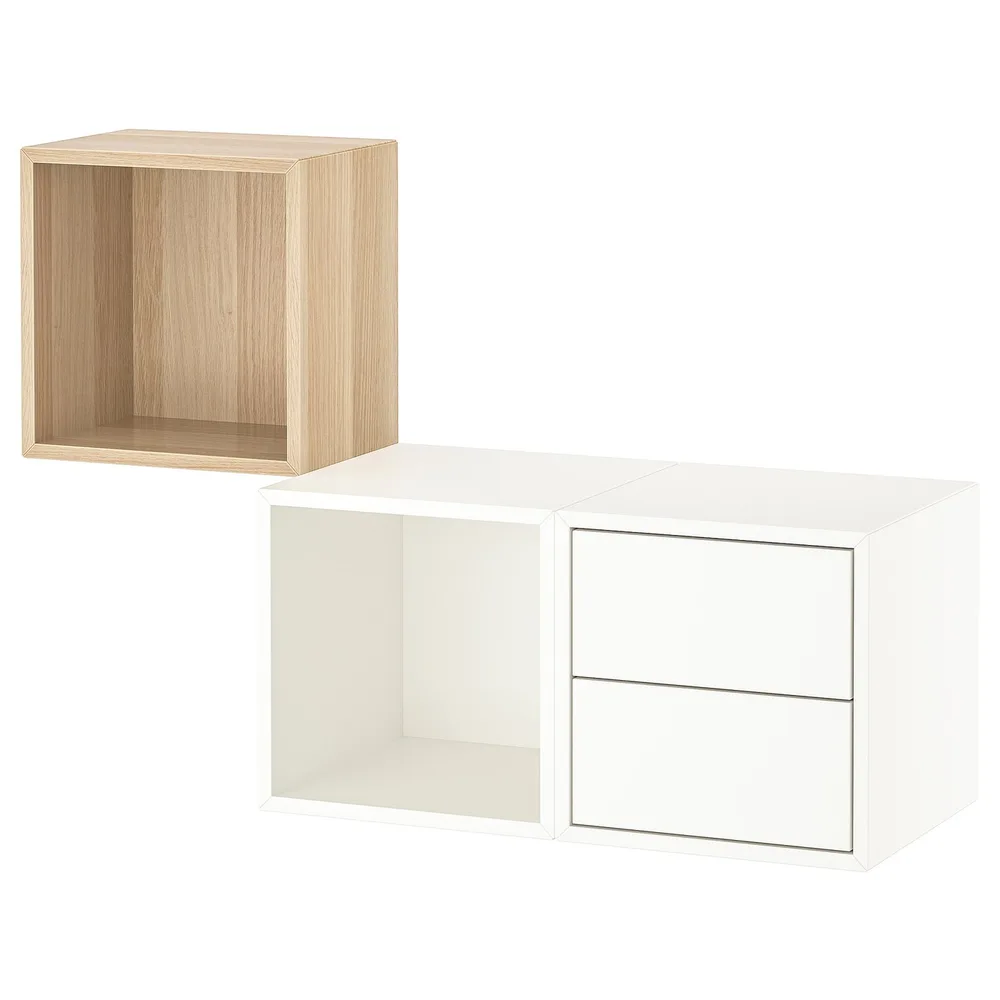 IKEA EKET (ИКЕА ЕКЕТ) — Комбинация навесных шкафов, имитация дуба беленого/белый 105x35x70 см
