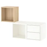 IKEA EKET (ИКЕА ЕКЕТ) — Комбинация навесных шкафов, имитация дуба беленого/белый 105x35x70 см — фото 1
