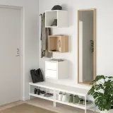 IKEA EKET (ИКЕА ЕКЕТ) — Комбинация навесных шкафов, имитация дуба беленого/белый 105x35x70 см — фото 2
