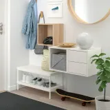 IKEA EKET (ИКЕА ЕКЕТ) — Комбинация навесных шкафов, имитация дуба беленого/белый 105x35x70 см — фото 3