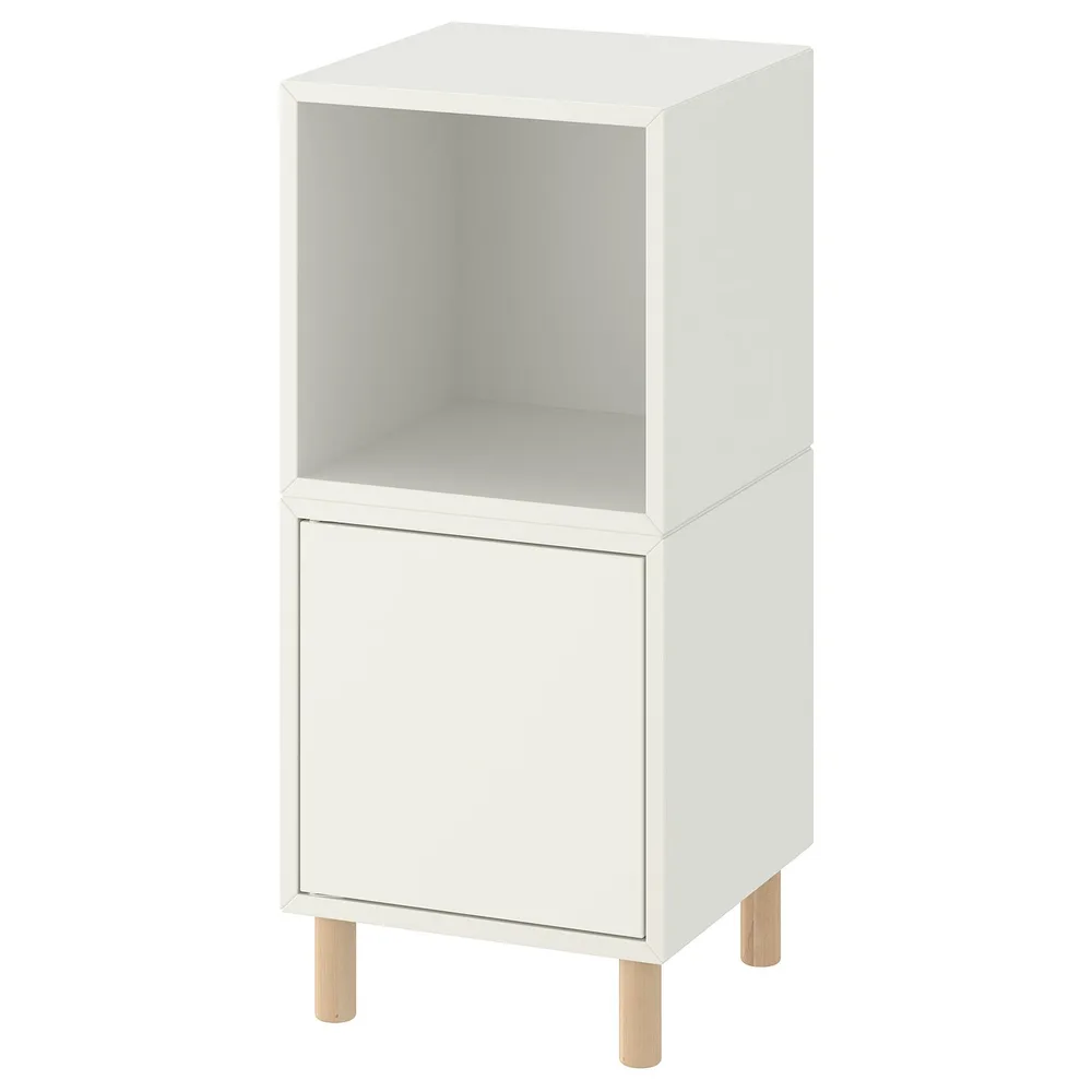 IKEA EKET (ИКЕА ЕКЕТ) — Комбинация шкафов на ножках, белый/дерево 35x35x80 см