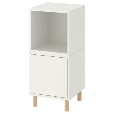 IKEA EKET (ИКЕА ЕКЕТ) — Комбинация шкафов на ножках, белый/дерево 35x35x80 см