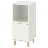 IKEA EKET (ИКЕА ЕКЕТ) — Комбинация шкафов на ножках, белый/дерево 35x35x80 см — фото 1
