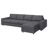 IKEA VIMLE (ИКЕА ВИМЛЕ) — Чехол на 4-местный диван с шезлонгом, с широкими подлокотниками/Gunnared средне-серый — фото 3