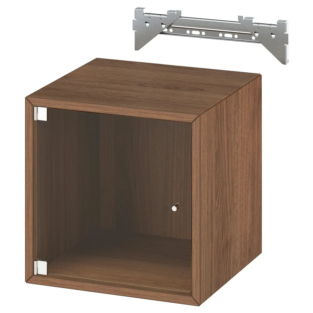 IKEA EKET (ИКЕА ЕКЕТ) — Шкаф навесной со стеклянной дверцей, коричневый орех 35x35x35 см