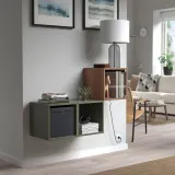 IKEA EKET (ИКЕА ЕКЕТ) — Шкаф навесной со стеклянной дверцей, коричневый орех 35x35x35 см — фото 3