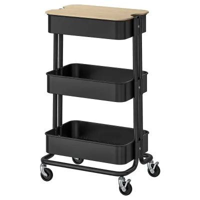 IKEA RÅSKOG (ИКЕА РОСКОГ) — / NORRÅVA Тележка с крышкой, чёрный 35x45x77 см