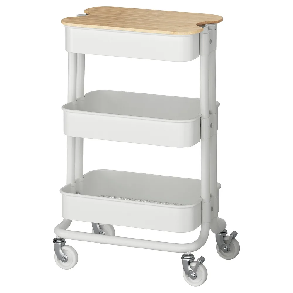 IKEA RÅSKOG (ИКЕА РОСКОГ) — / NORRÅVA Тележка с крышкой, белый 28x38x61 см