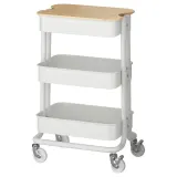IKEA RÅSKOG (ИКЕА РОСКОГ) — / NORRÅVA Тележка с крышкой, белый 28x38x61 см — фото 1