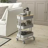IKEA RÅSKOG (ИКЕА РОСКОГ) — / NORRÅVA Тележка с крышкой, белый 28x38x61 см — фото 3