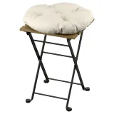 IKEA TÄRNÖ (ИКЕА ТЭРНЁ) — Табурет садовый складной, чёрный/светло-коричневый, подушка Куддарна светло-серо-бежевая — фото 1