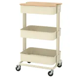 IKEA RÅSKOG (ИКЕА РОСКОГ) — / NORRÅVA Тележка с крышкой, бежевая 35x45x77 см — фото 1