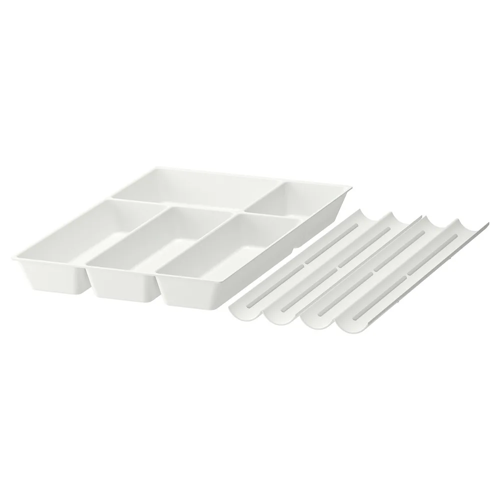 IKEA UPPDATERA (ИКЕА УППДАТЕРА) — Лоток для столовых приборов с держателем для специй, белый 52x50 см