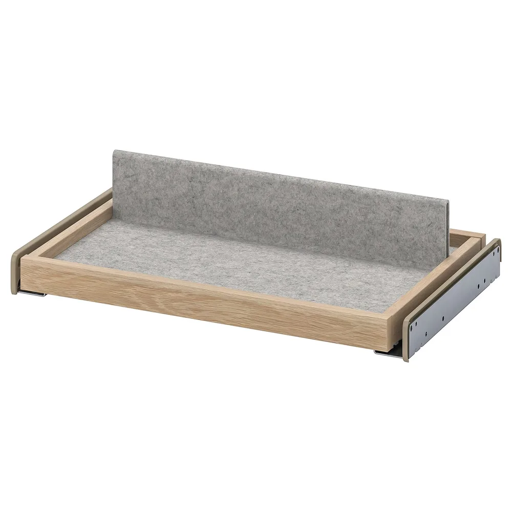 IKEA KOMPLEMENT (ИКЕА КОМПЛИМЕНТ) — Выдвижной лоток с вкладышем для обуви, имитация беленого дуба/светло-серый 50x35 см