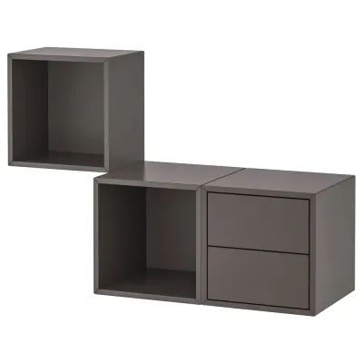 IKEA EKET (ИКЕА ЕКЕТ) — Комбинация навесных шкафов, тёмно-серый 105x35x70 см