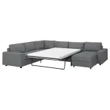 IKEA VIMLE (ИКЕА ВИМЛЕ) — Чехол на угловой раскладной диван, 5-местный с шезлонгом, с широкими подлокотниками/Lejde серо-чёрный — фото 2