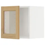 IKEA METOD (ИКЕА МЕТОД) — Шкаф навесной, стеклянная дверца, белый/Форсбакка дуб 40x40 см — фото 1