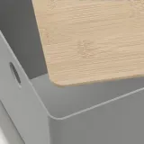 IKEA KUGGIS (ИКЕА КУГГИС) — Контейнер с крышкой, светло-серый/бамбук 18x26x15 см — фото 3