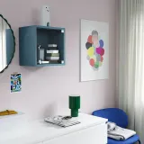 IKEA EKET (ИКЕА ЕКЕТ) — Шкаф настенный со стеклянной дверцей, тёмный серо-синий 35x25x35 см — фото 2