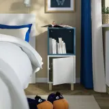 IKEA EKET (ИКЕА ЕКЕТ) — Комбинация шкафов на ножках, белый/тёмно-серо-синий/дерево 35x35x80 см — фото 2