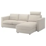 IKEA VIMLE (ИКЕА ВИМЛЕ) — Чехол на диван 3-местный с шезлонгом, с подголовником/Gunnared бежевый — фото 3
