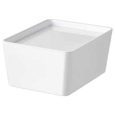 IKEA KUGGIS (ИКЕА КУГГИС) — Контейнер с крышкой, белый 13x18x8 см