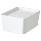 IKEA KUGGIS (ИКЕА КУГГИС) — Контейнер с крышкой, белый 13x18x8 см — фото 1