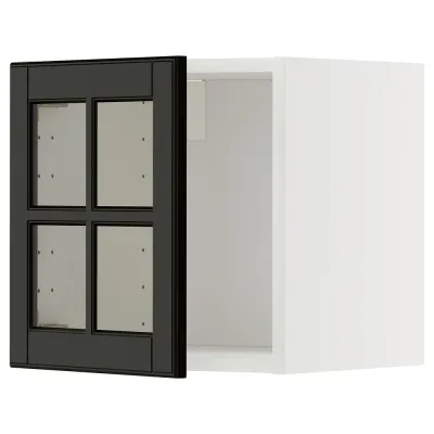 IKEA METOD (ИКЕА МЕТОД) — Шкаф навесной со стеклянной дверцей, белый/Bodbyn чёрный 40x40 см
