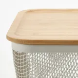 IKEA 365+ (ИКЕА 365+) — Корзина для продуктов с крышкой, прямоугольная металл/белый бамбук 32x21x13 см — фото 6