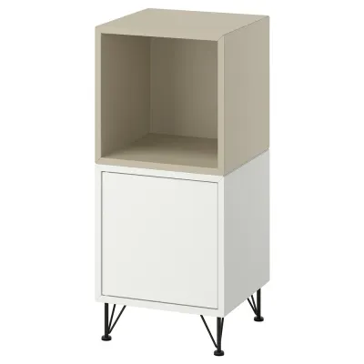IKEA EKET (ИКЕА ЕКЕТ) — Комбинация шкафов с ножками, белый бежевый/чёрный металл 35x35x80 см