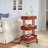 IKEA RÅSKOG (ИКЕА РОСКОГ) — / NORRÅVA Тележка с крышкой, красно-коричневый 35x45x77 см — фото 2
