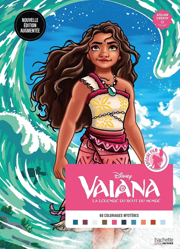Раскраска по номерам Hachette Coloriages mystères Disney - Spécial film: Vaiana (Моана), новое дополненное издание, 128 стр.