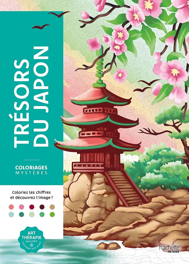 Раскраска по номерам Hachette Coloriages mystères - Trésors du Japon (Сокровища Японии), 128 стр.