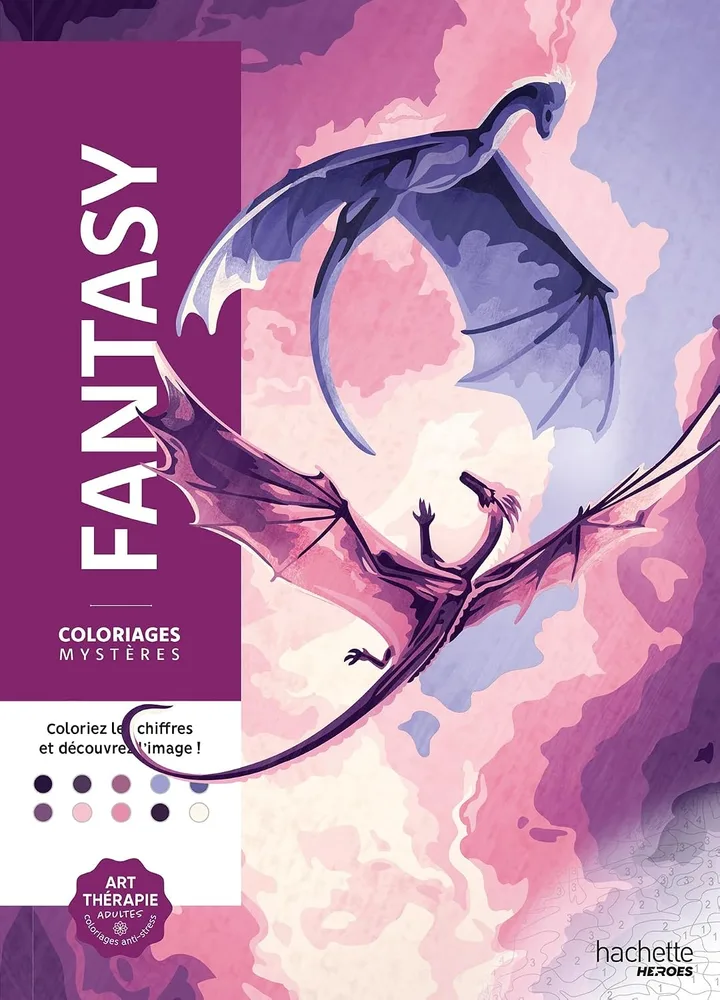 Раскраска по номерам Hachette Coloriages mystères - Fantasy (Фэнтези), издание 2026, 112 стр.