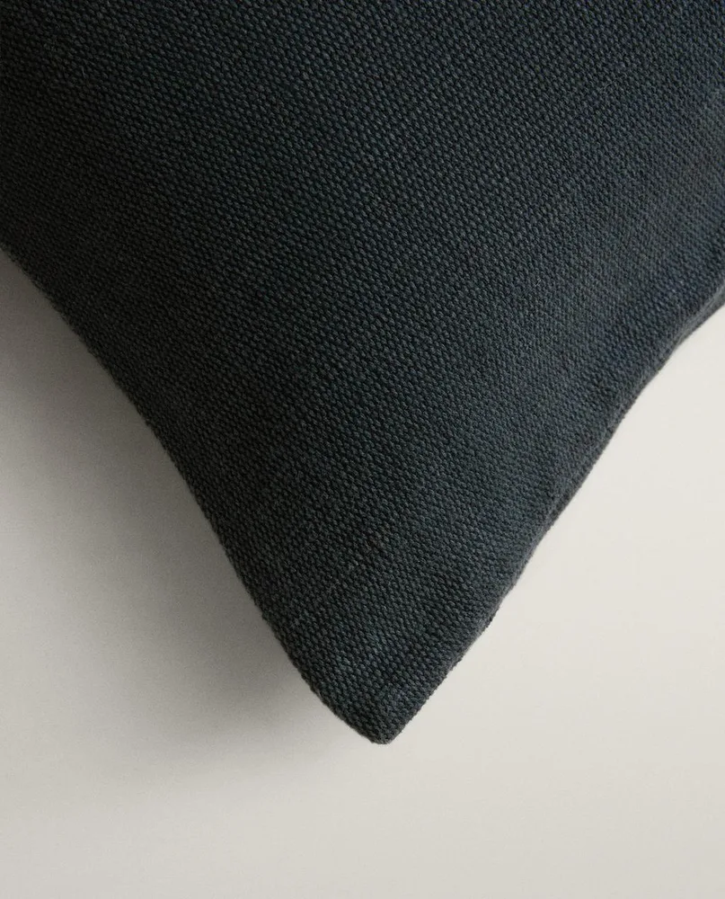 Zara Home Чехол для подушки из джута и хлопка, синий 45*45